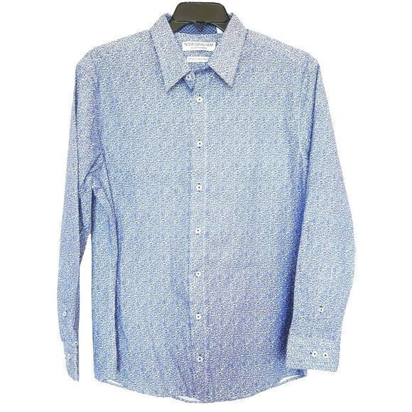 Nick Graham Every Where Mens Button up Long Sleeve Print Shirt Size XL Stretch - Picture 1 of 12